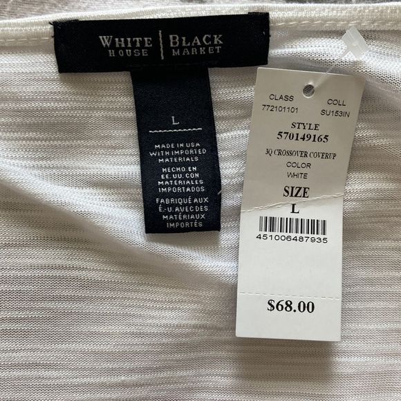WHBM Long Sleeve Crossover White Coverup Size Large - Picture 10 of 13